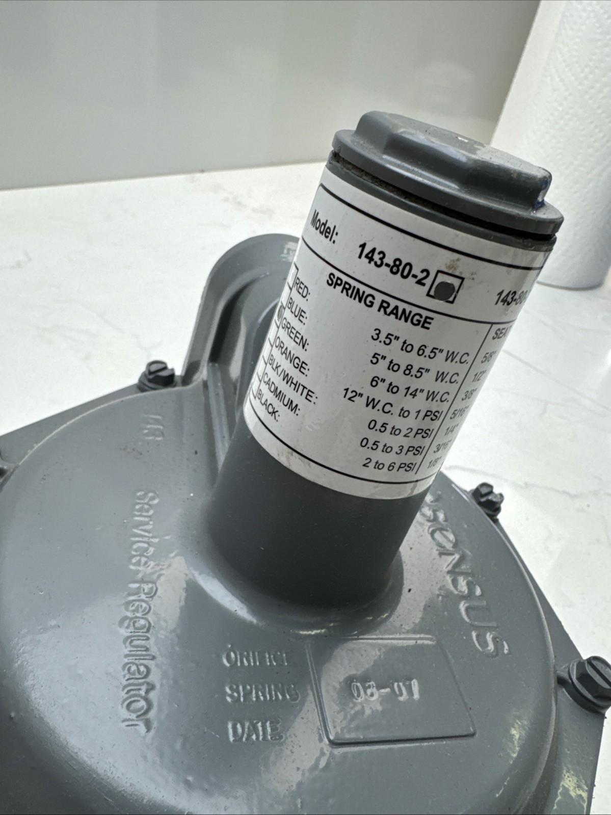 SENSUS 143-80-2HP 1.25” NPT 1 1/4” 6-14” WC 1/2” Seat Brand New
