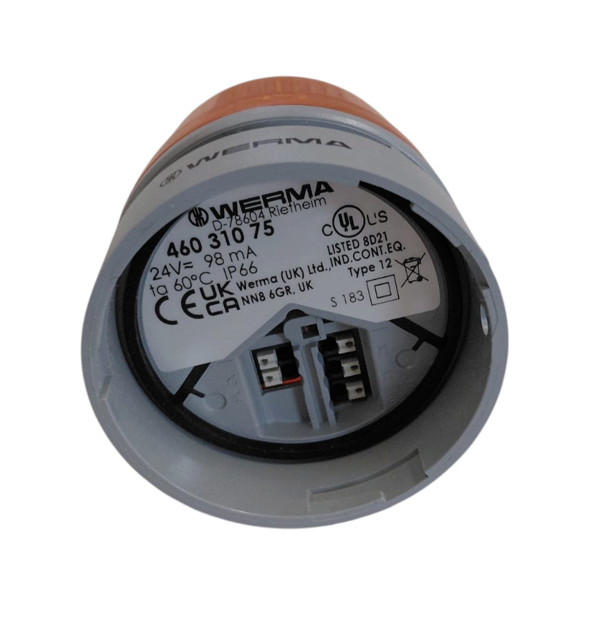 WERMA EvoSIGNAL Mini TwinLIGHT Combi 46031075 Amber Beacon 24V AC/DC IP66