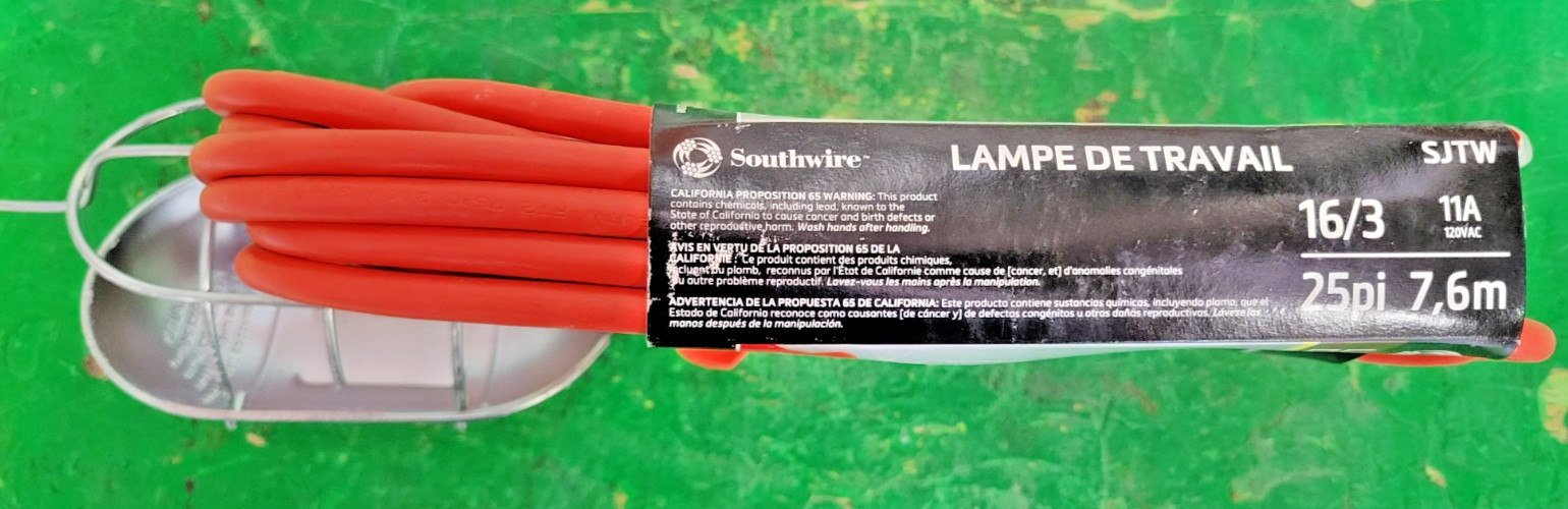 5️ SOUTHWIRE 75W 25′ INCANDESENT TROUBL LIGHT PESSCO OFFERING 1 G102825-12-41 🗽