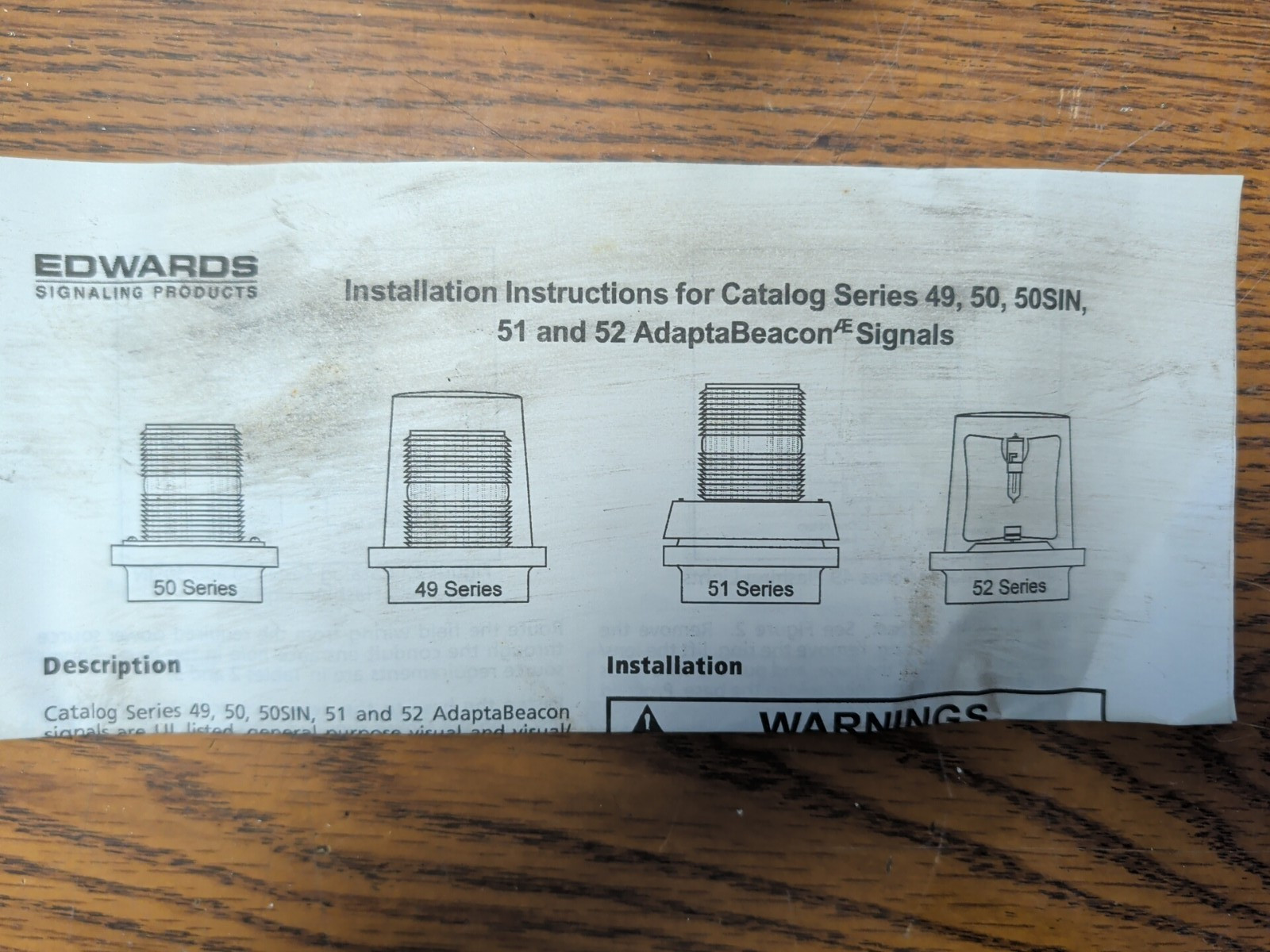 EDWARDS ADAPTABEACON 51A-G5-20W AMBER 24V AC FLASHING BEACON W/BASE MOUNTED HORN