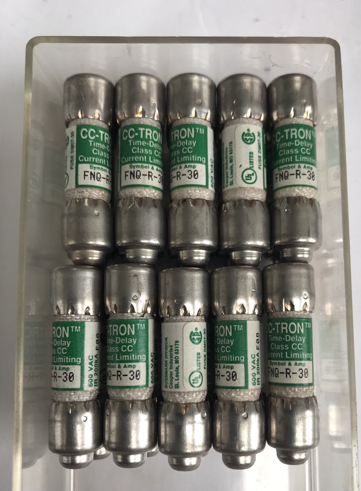Bussmann CC-Tron FNQ-R-30 Fuse, Time Delay Fuse, Class CC (LOT OF 10)