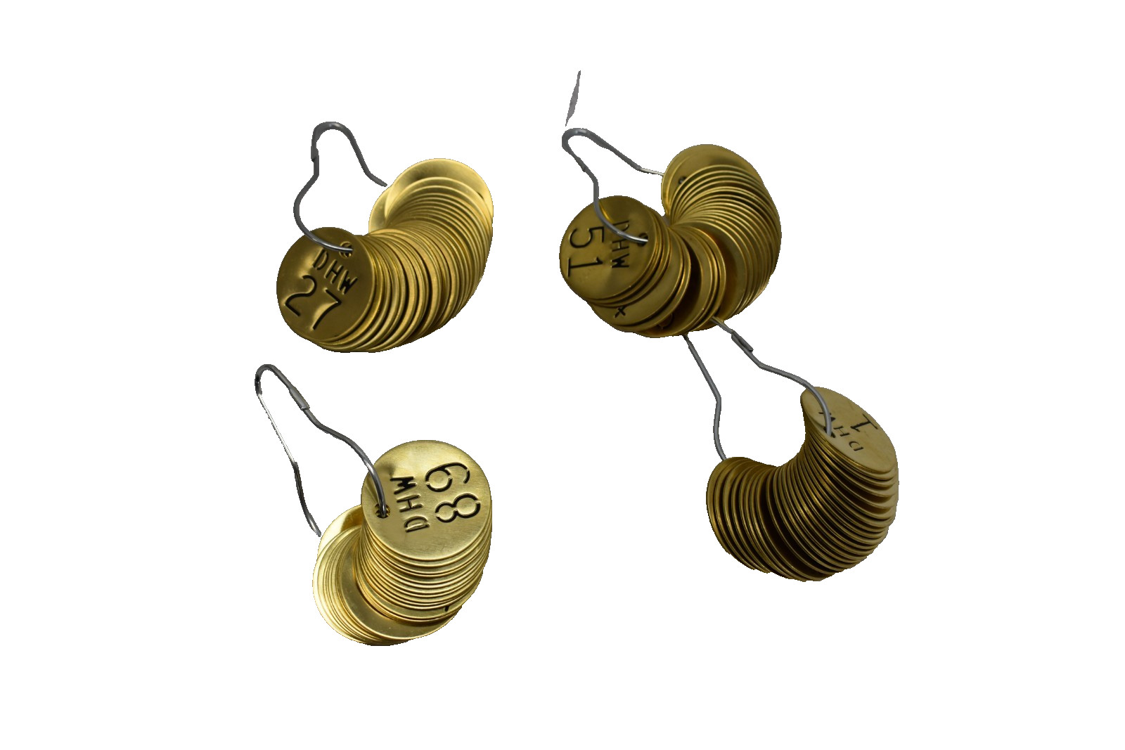 Brady 1-1/2″ Diameter Stamped Brass Valve Tags Legend “DHW” Lot of 100