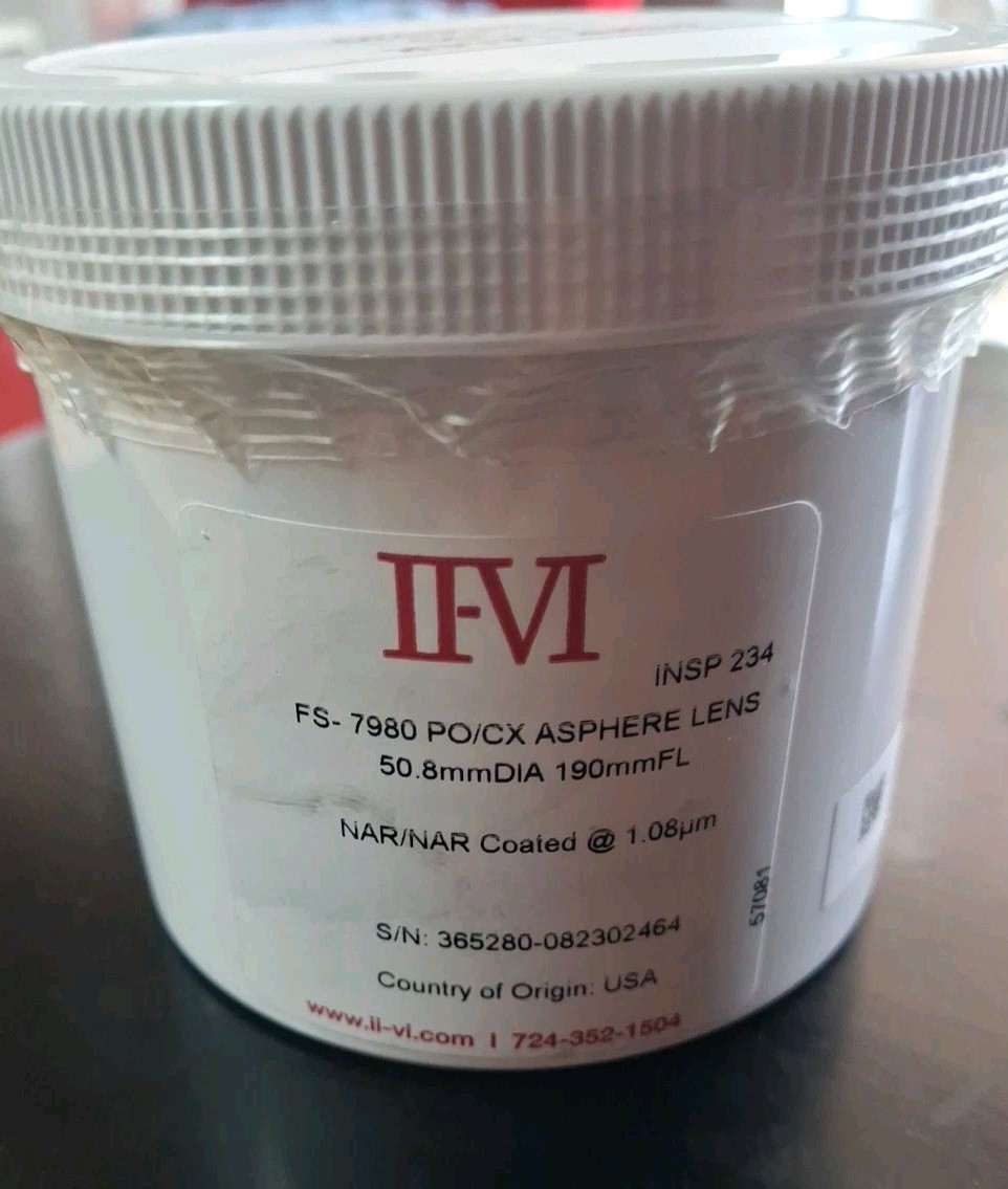 II-VI FS-7980 PO/CX Asphere Lens 50.8mmDIA 190mmFL Nar Coated@ 1.08