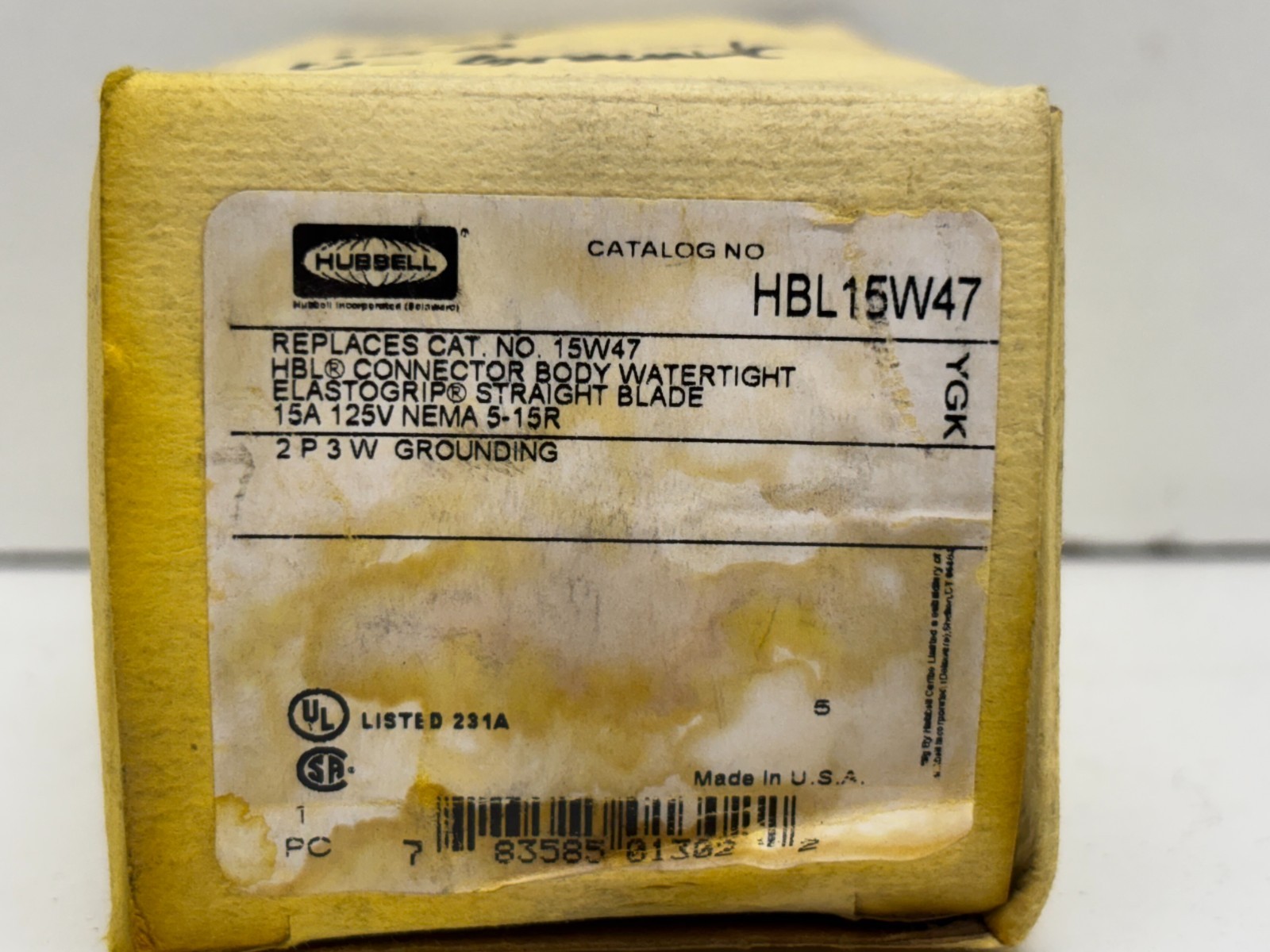 NEW OLD STOCK! HUBBELL WATERTIGHT 15A 125V CONNECTOR HBL15W47