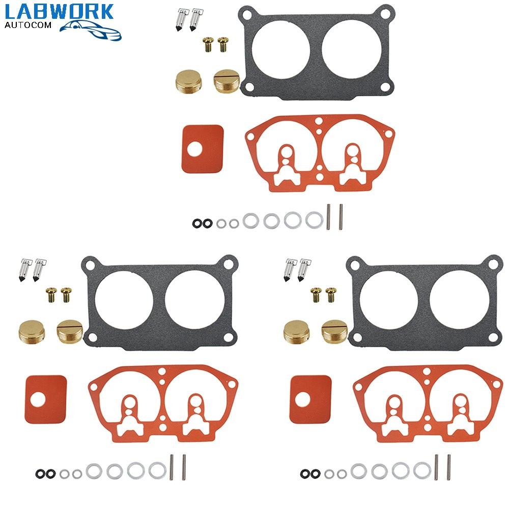 3 Pack Carburetor Rebuild Kit For Outboard V-6 150 175 200 225 HP 86-95