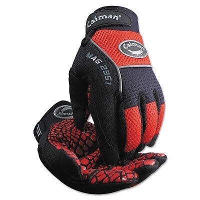 Caiman 2951-L Silicon Grip Gloves Large Red/Black