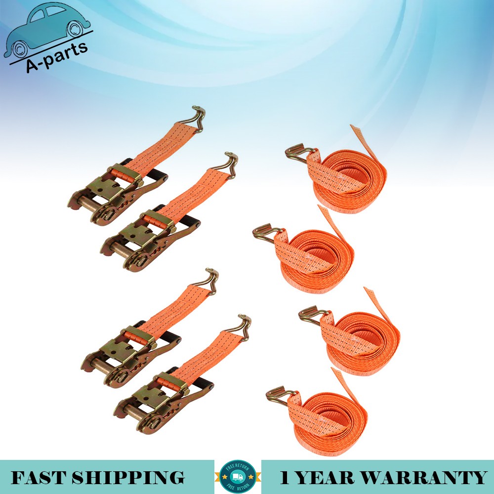 1.5″ x 15′ 4000 lb Ratchet Straps J Hook Heavy Duty Tie Downs New 4pcs