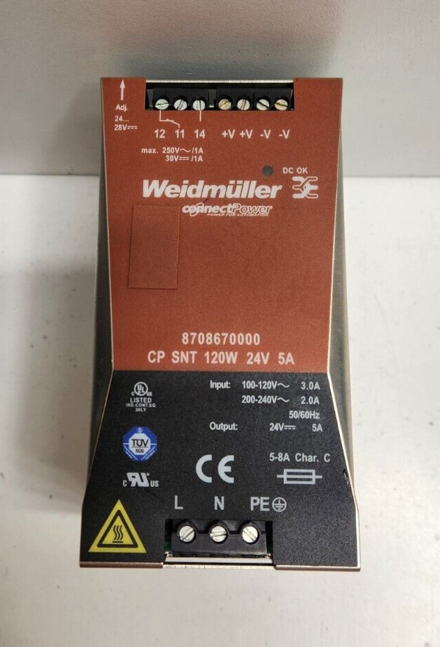 GUARANTEED! WEIDMULLER 120W 24V 5A POWER SUPPLY 8708670000