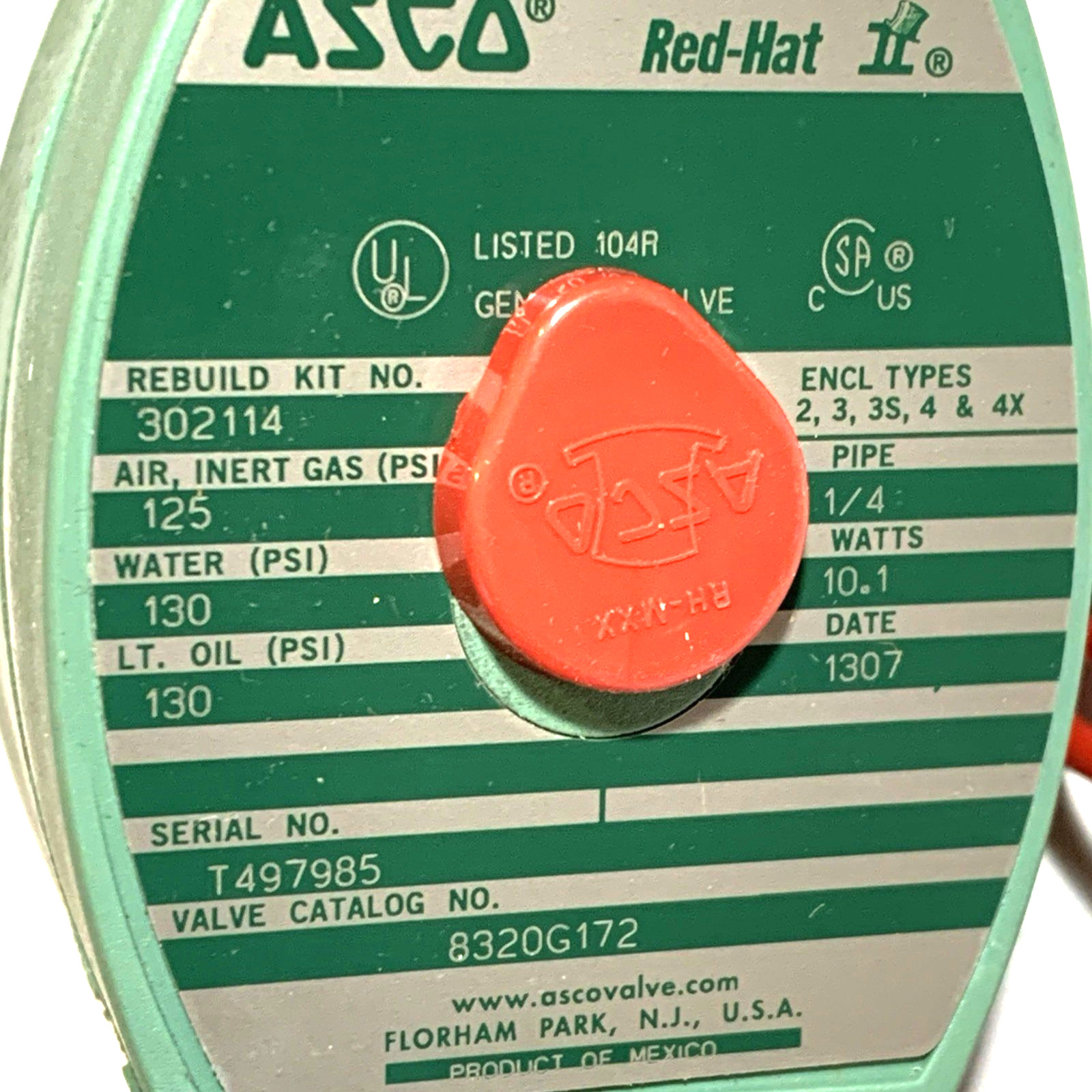 Asco RedHat 8320G172 120/60 Solenoid Valve 3 Way