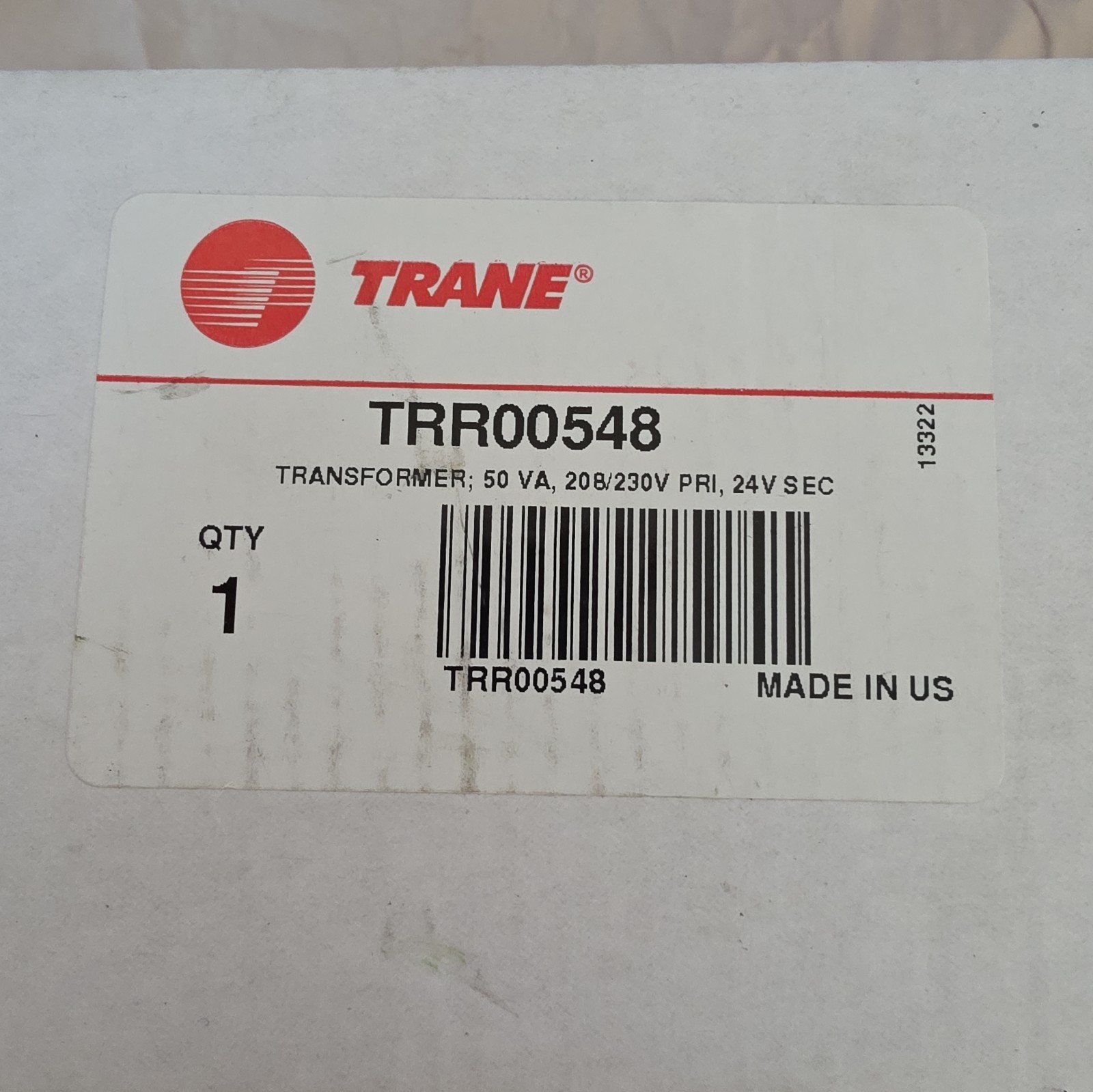 Trane TRR00548 208/230V PRI 24 SEC 50VA Transformer