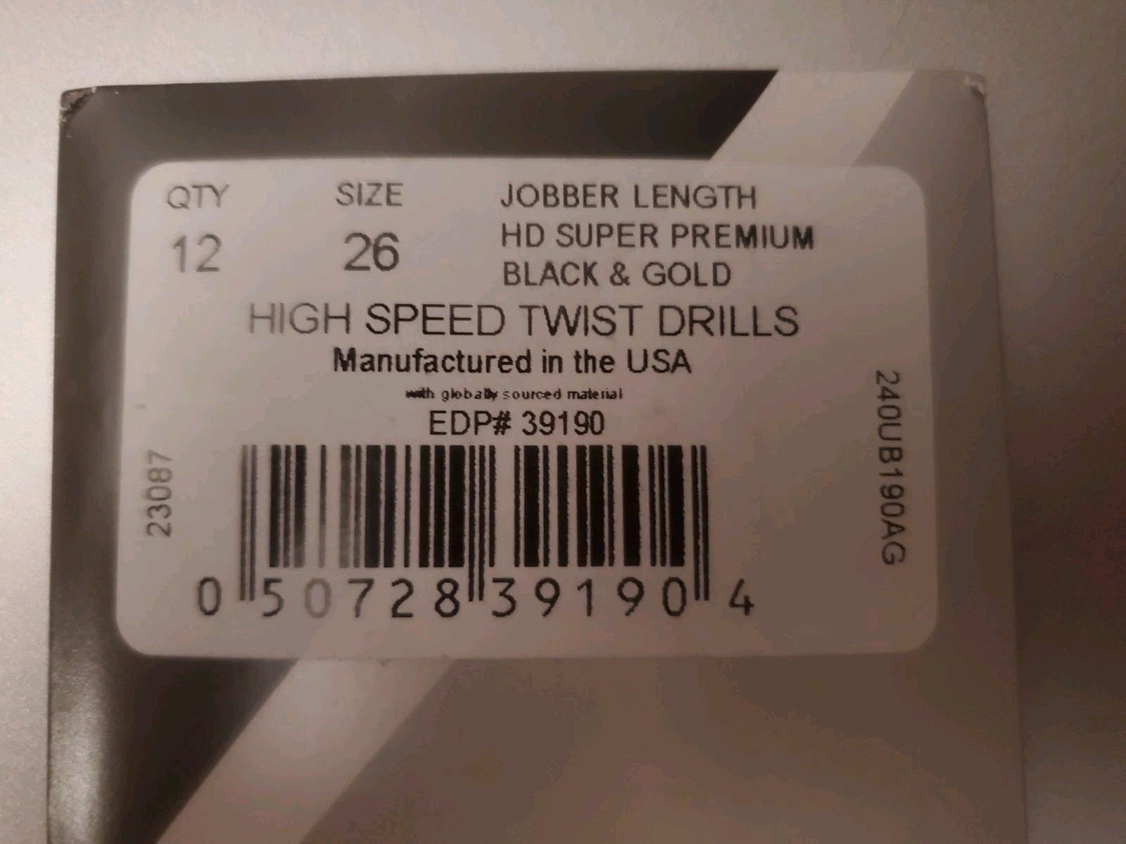 #26 X 3 OAL 135° Split Black/Gold High Speed Steel Straight Jobber Drill QTY 12
