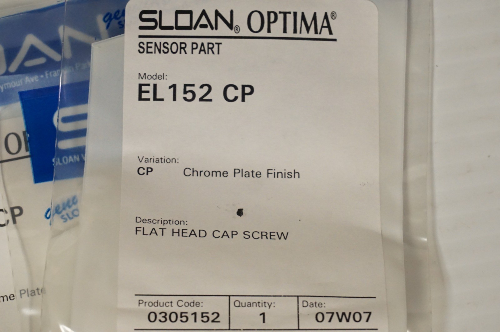 Sloan Optima EL201 Closet Sensor Cover Plate w/ Screws Chrome Finish – 0305219