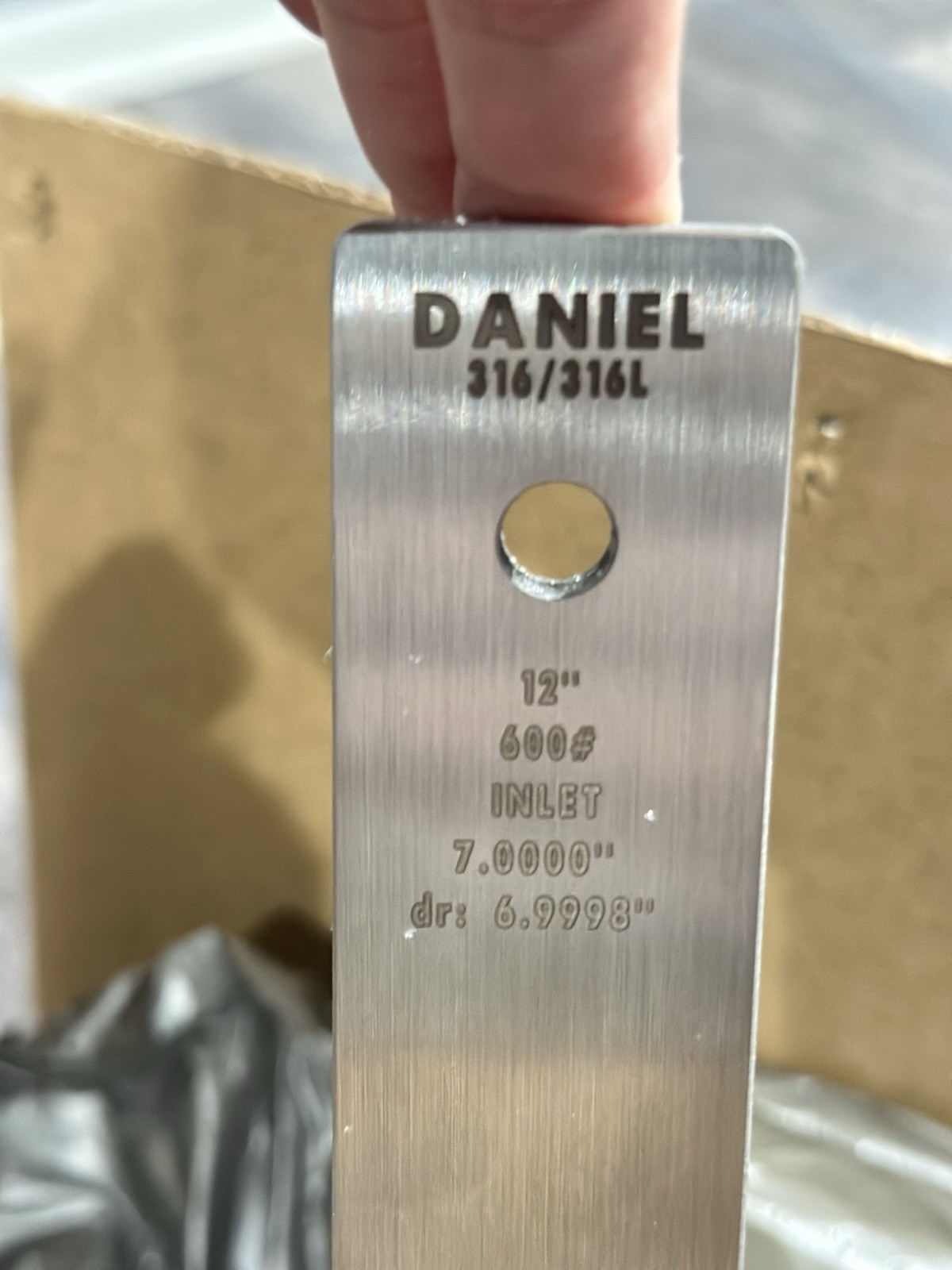 DANIEL – 316/316L 600 INLET 12″ ORIFICE PLATE – PADDLE MODEL 520 – NEW IN BOX!