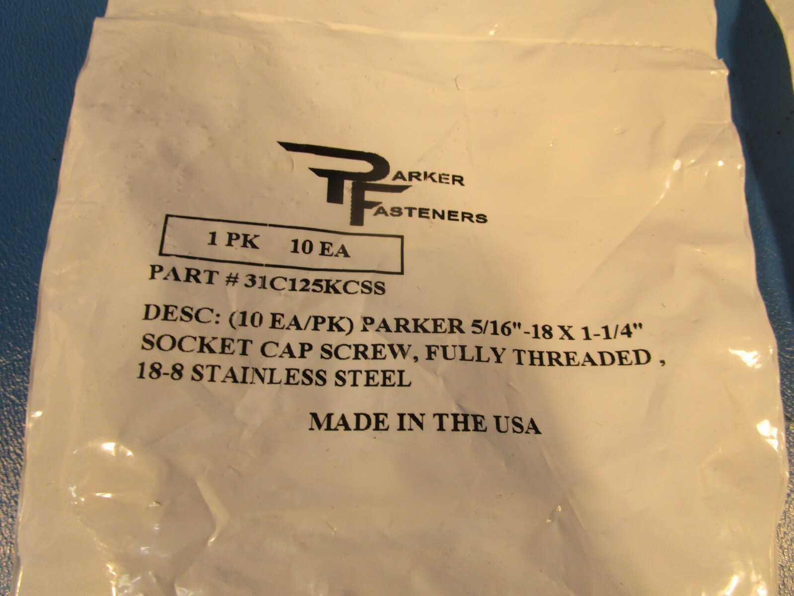 LOT OF 20 Parker Fastener 31C125KCSS, (2 packs of 10), 5/16″, 18-8 SS