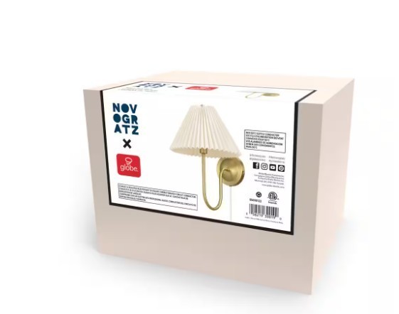 G E Delphine 11 in. 1-Light Matte Brass Plug-In or Hardwire Wall Sconce w/ Shade
