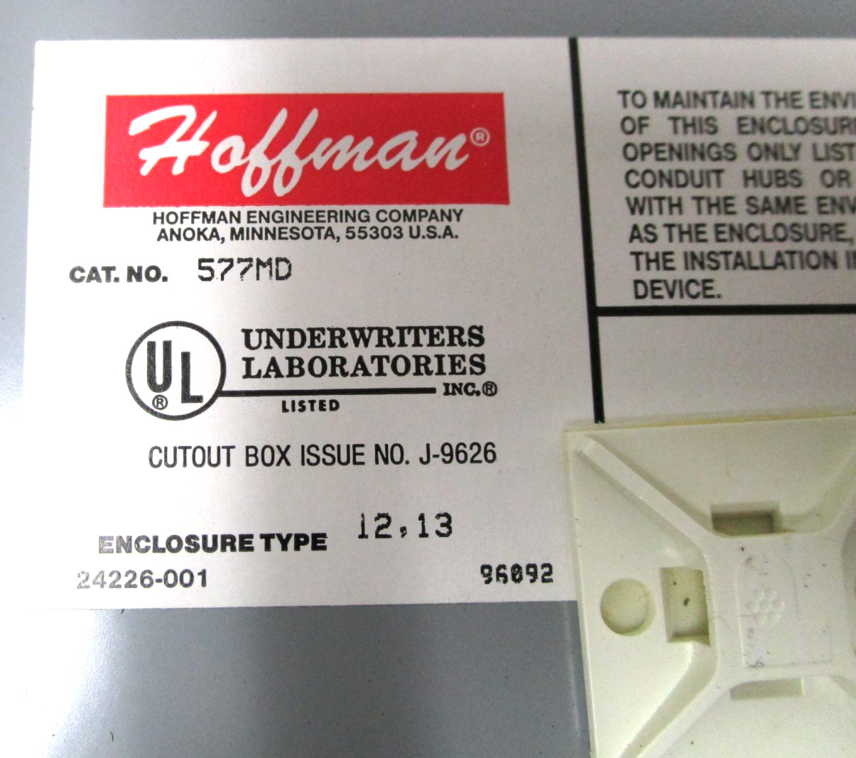 Hoffman Type 12, 13 Enclosure 8″ Wide x 10″ Tall x 6″ Deep