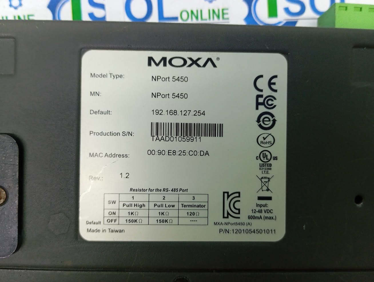 Moxa NPort 5450 Rev 1.2 Serial Device Server 1201054501011 4-Port RS-232/422/485