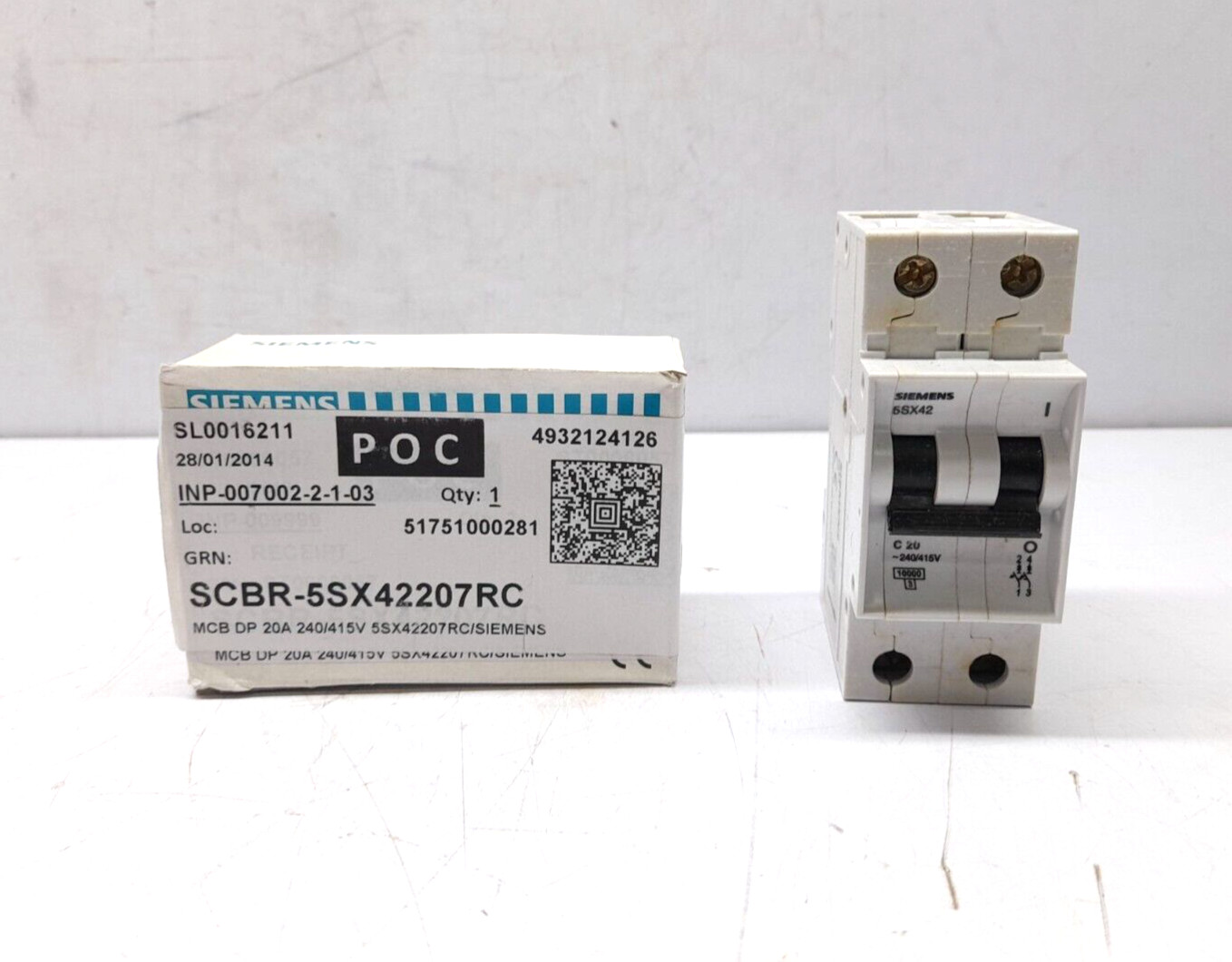 Siemens SCBR-5SX42207RC MCB DP 20A 240/415A 5SX42 5SX42207RC Miniature Circuit B