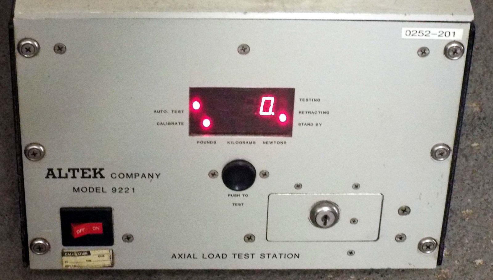 1 USED ALTEK 9221 ES/C2 AXIAL LOAD TEST STATION ***MAKE OFFER***