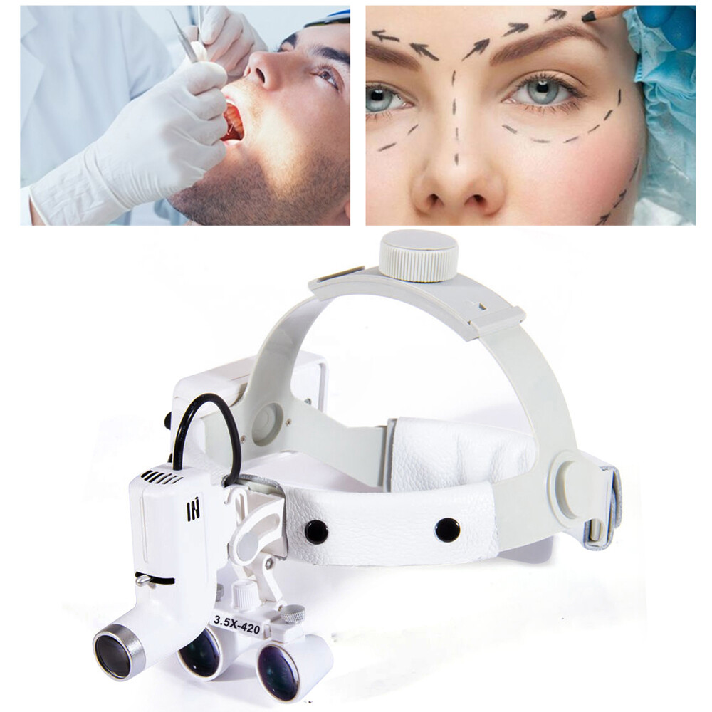 Medical Surgical Dental 3.5X Binocular Loupes Magnifier Headband w/LED Headlight