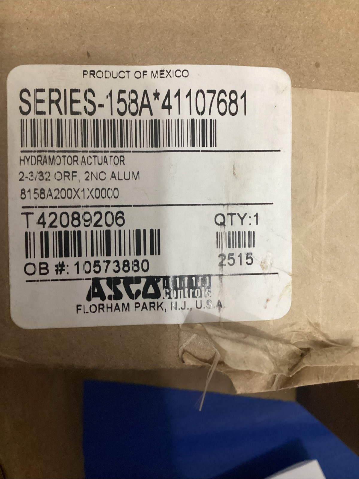 ASCO 8158A200X1X0000 Gas Safety Valve Inch 25 Psi