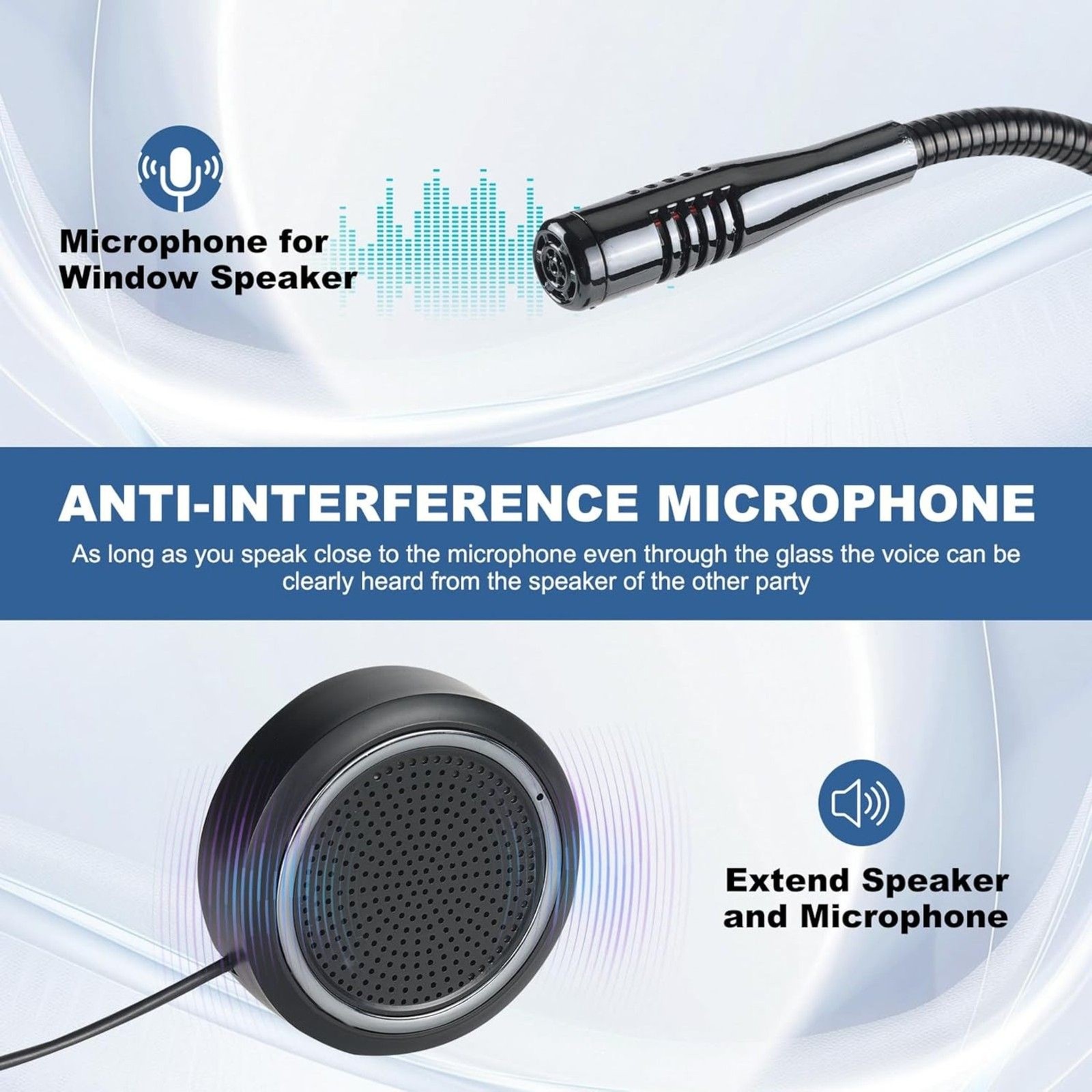 Window Intercom, 2-Way Window Speaker System for Business- Stores, Food Trucks