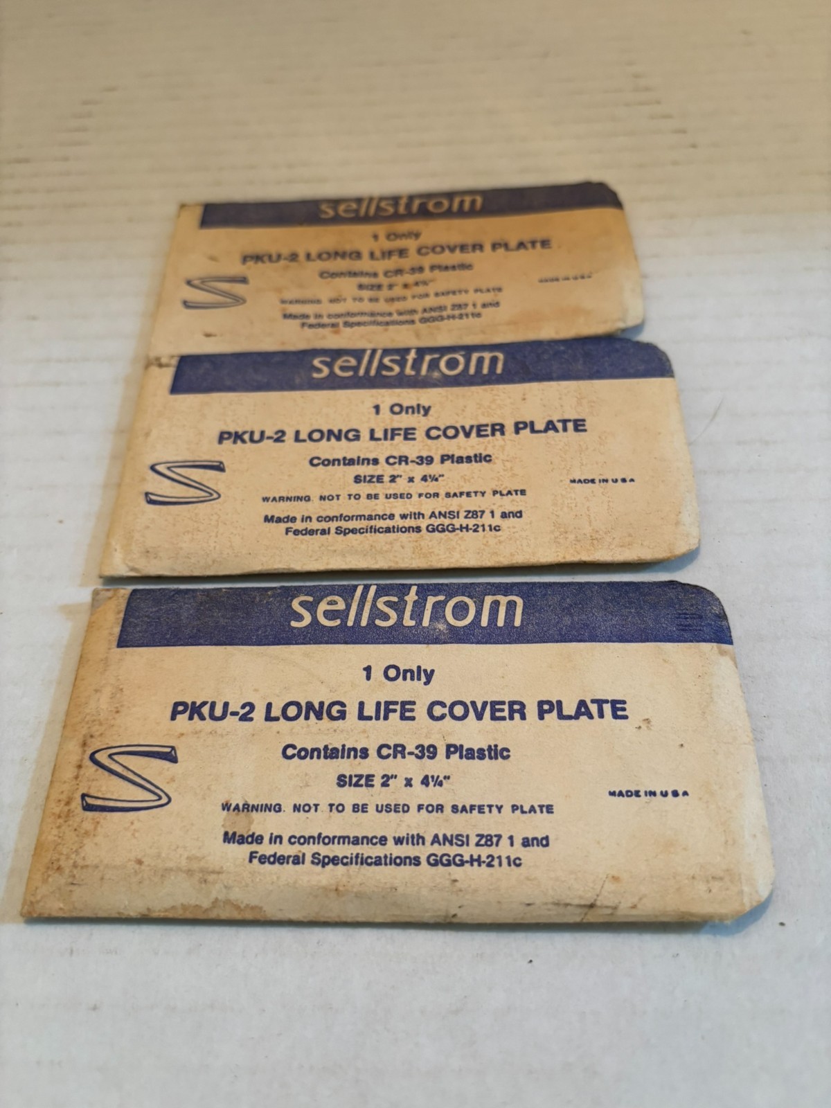 Vintage Lot of 3 Sellstrom PKU-2 Long Life Cover Plates Clear Plastic Size2X4.25