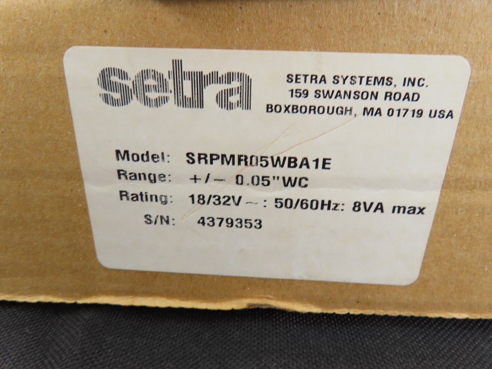 Setra SRPMR05WBA1E SRPM Secure-Sense Room Pressure Monitor NEW IN BOX