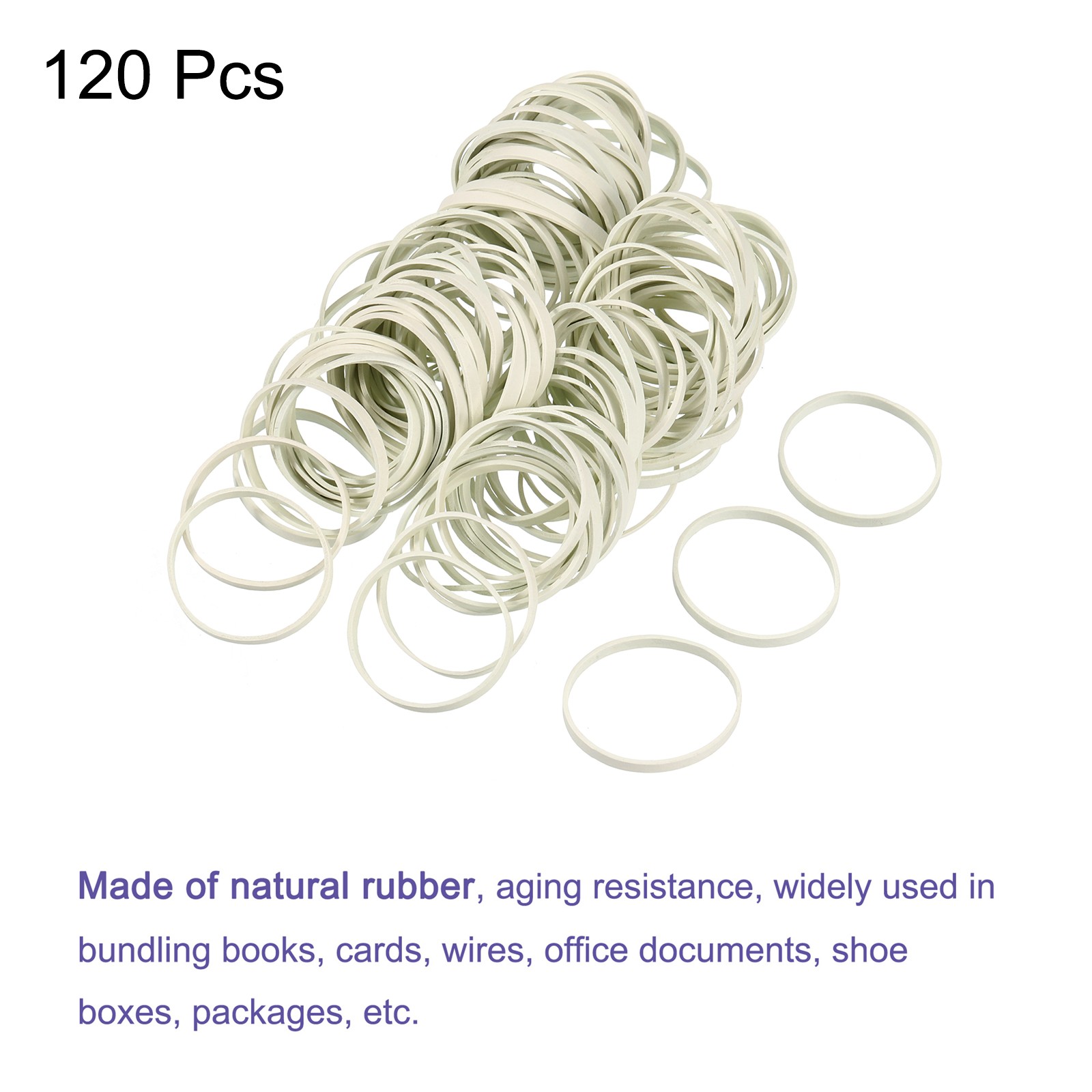 120 Pack Rubber Band Stretchable Elastic Band White 45mm x 4mm Hair Rubber Bands