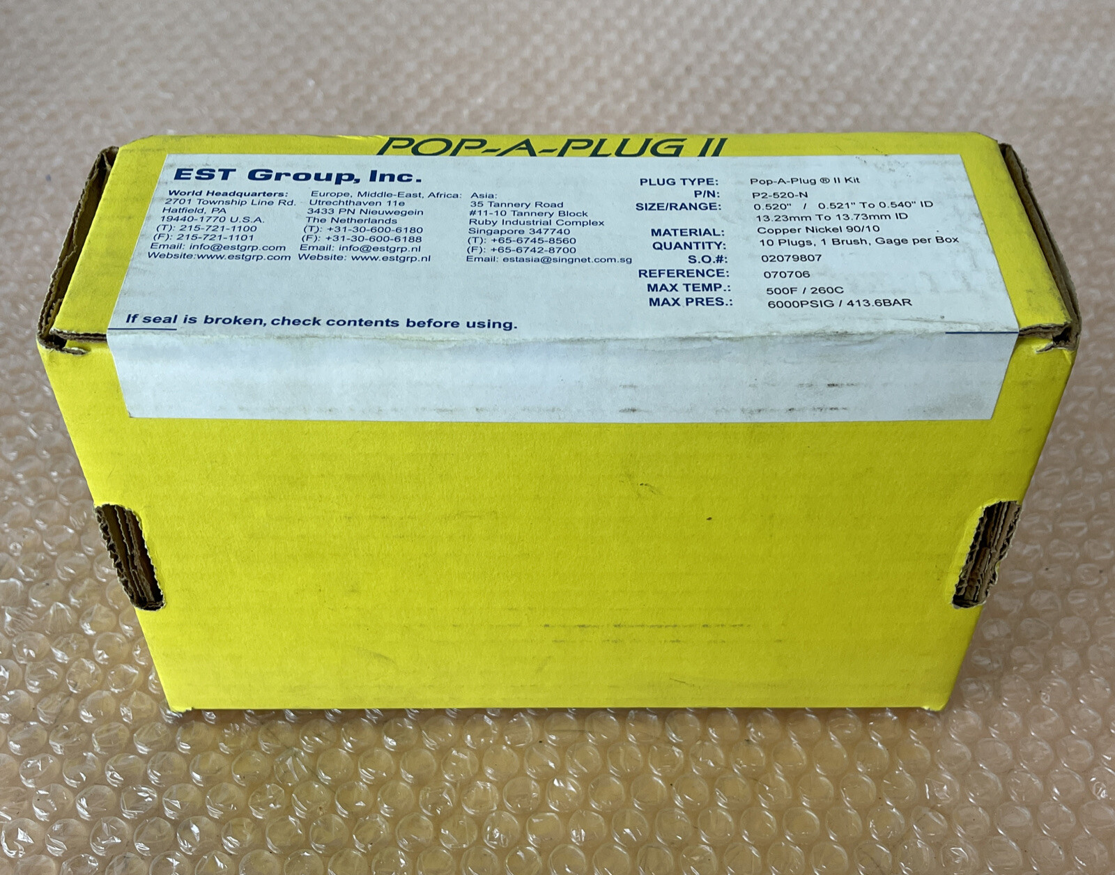 FACTORY SEALED- Pop-A-Plug II Kit P2-520-N 0.520” (10) Plugs (1) Brush (1) Gauge