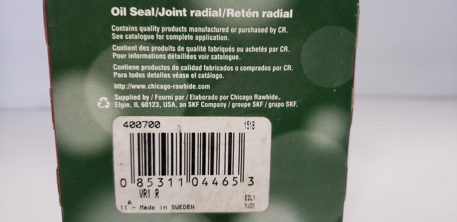 CHICAGO RAWHIDE 400700 NITRILE V-RING OIL SEAL (LOT OF 2) NIB