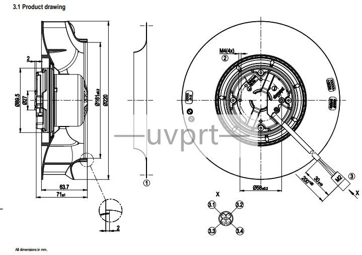 For R3G220-RC05-06 Centrifugal Fan 200-240V 0.70A 85W Cooling Fan NEW