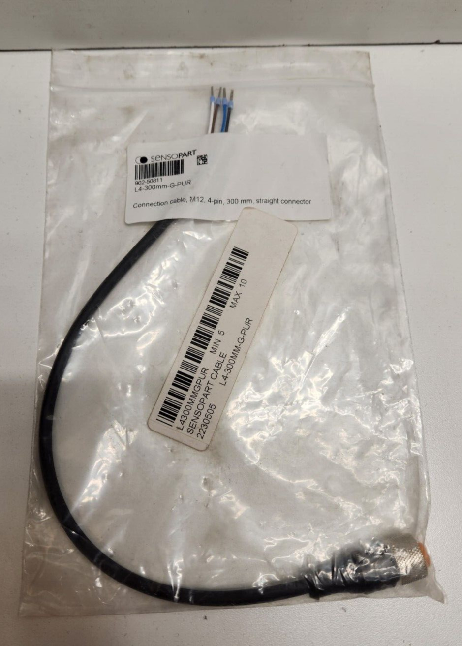 NEW OLD STOCK! SENSOPART 4-PIN M12 CONNECTOR CABLE L4-300MM-G-PUR