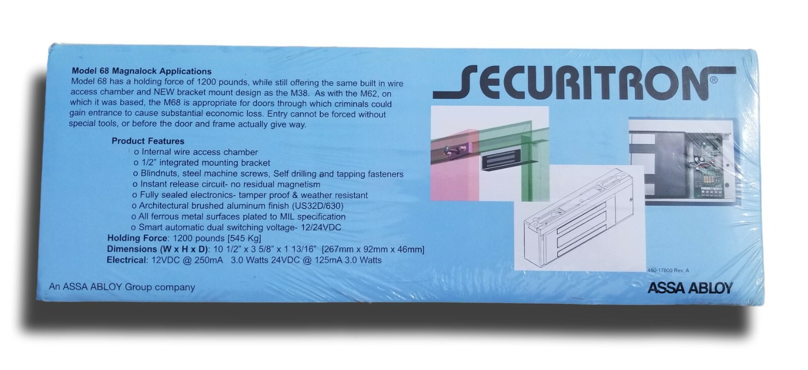 Securitron M68DLST Magnalock Dual Voltage 12 24 VDC 1200lb. New