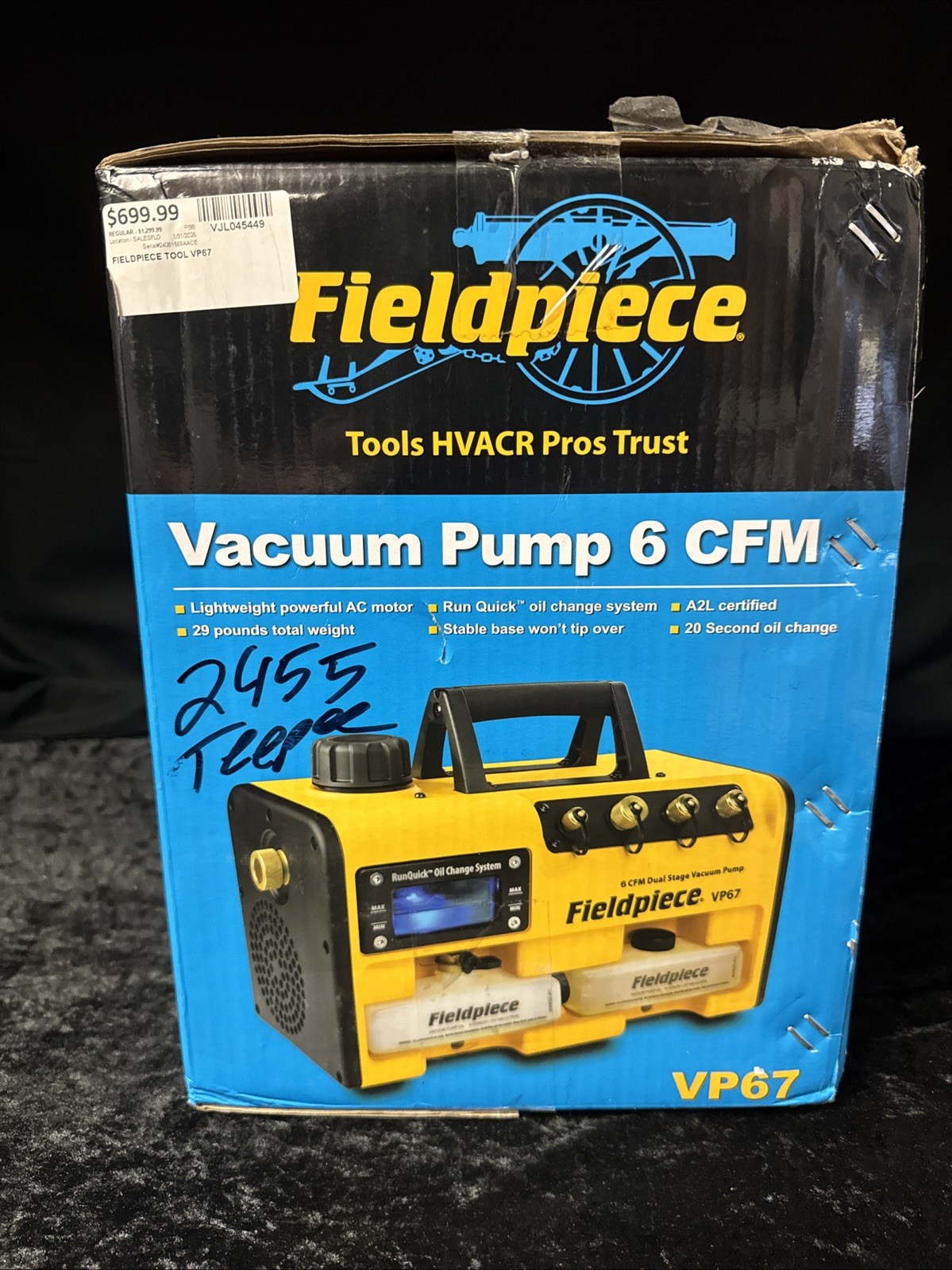 Fieldpiece VP67 Vacuum Pump 6 CFM 120 VAC