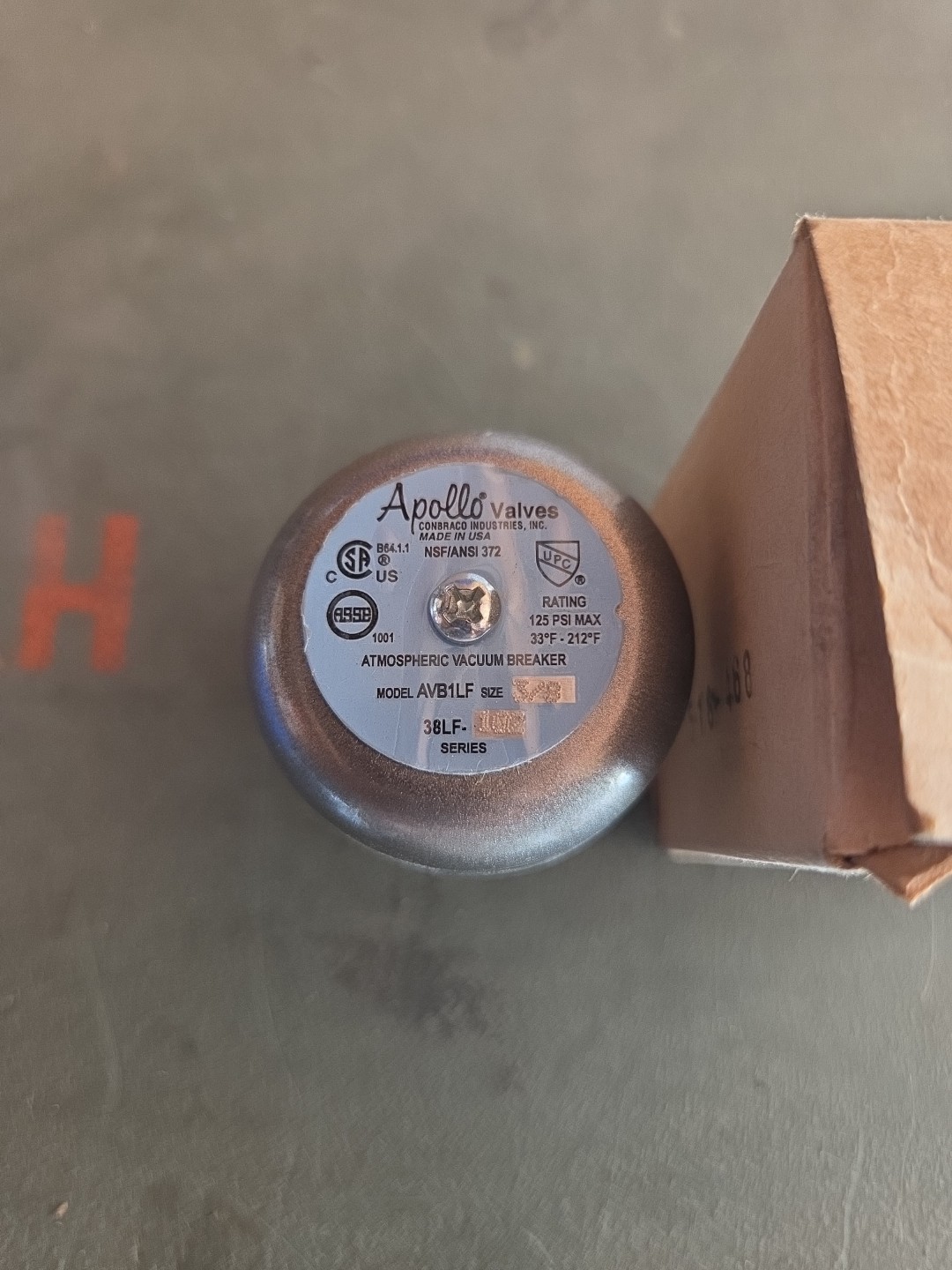 APOLLO AVB1LF 3/8″ Atmospheric Vacuum Breaker 125 Psi 33 – 212 F 38LF-102