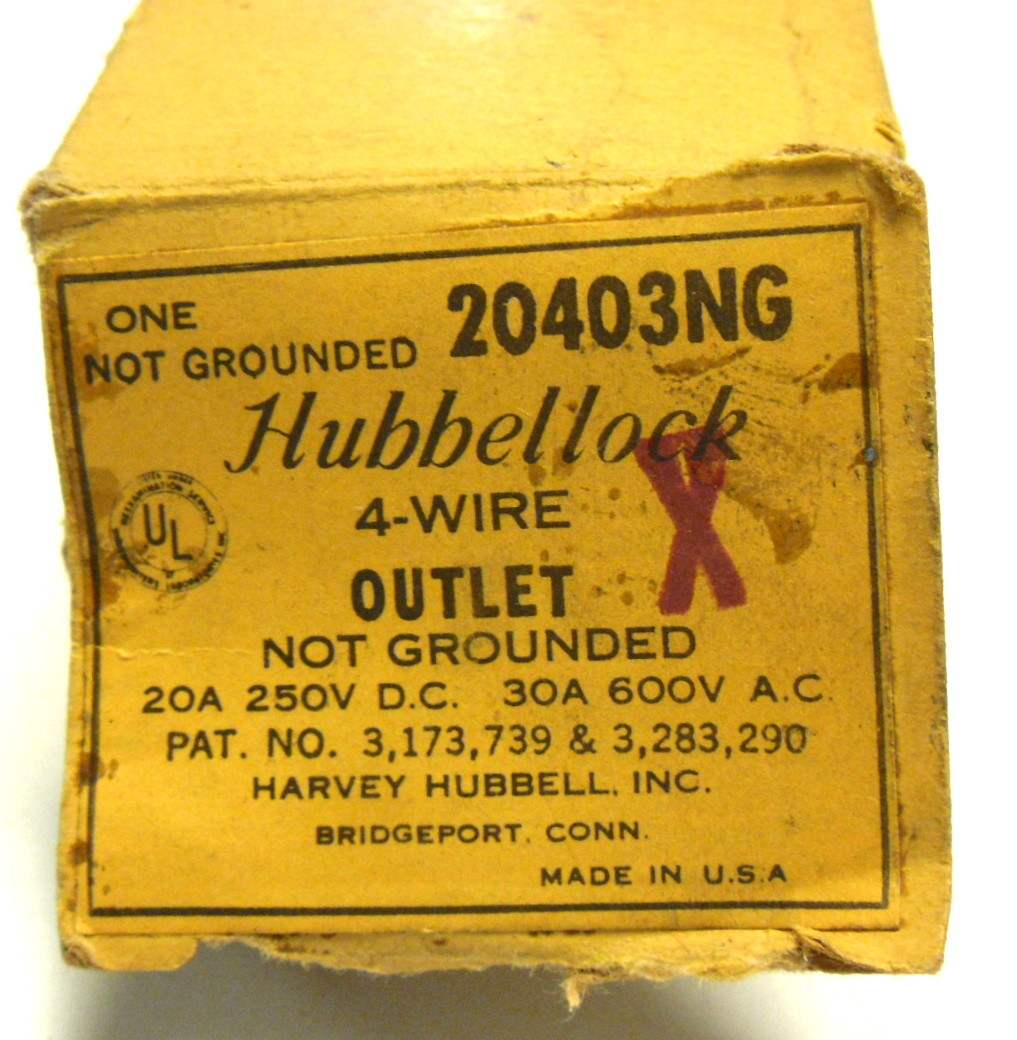 NEW IN BOX HUBBELLOCK 20403 OUTLET 4 WIRE NOT GROUNDED 30A 600V 20403NG