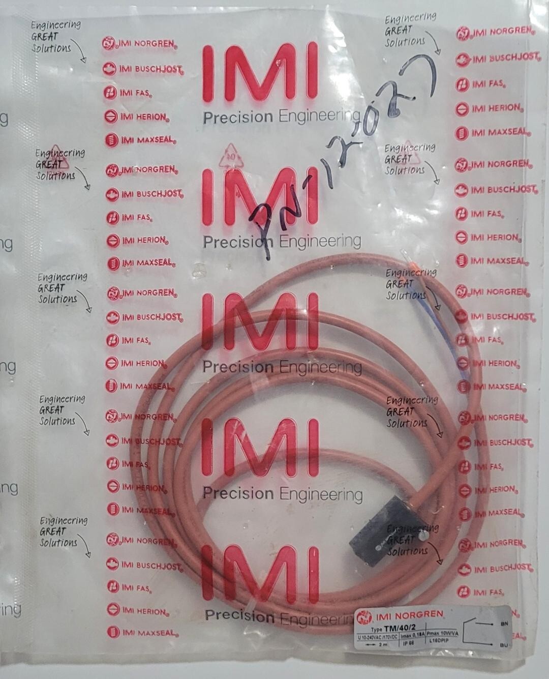 IMI NORGREN TM/40/2 10-240VAC 170VDC 0.18A 2M 2 WIRE 10W/VA L16DPIP NORMALLY OPE