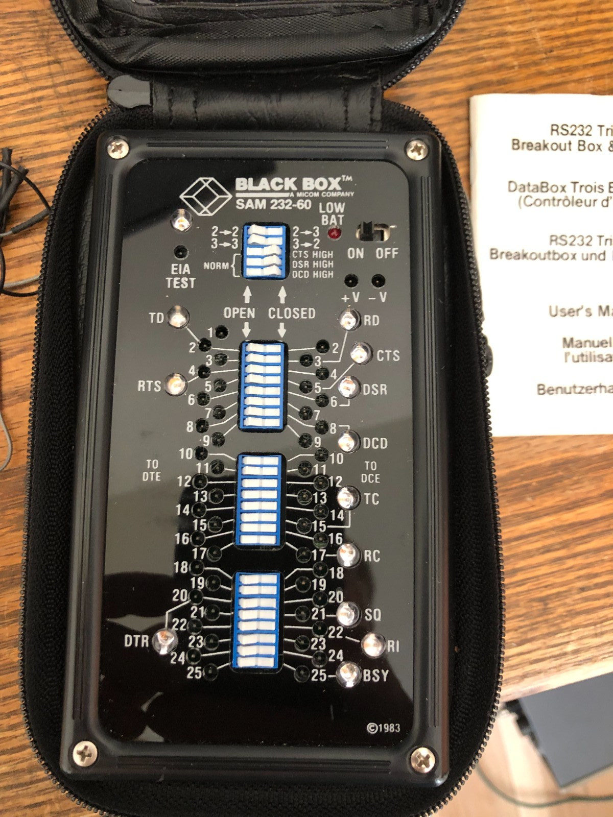 Working BLACK BOX SAM 232-60 BREAKOUT BOX RS232 I/O Tester.