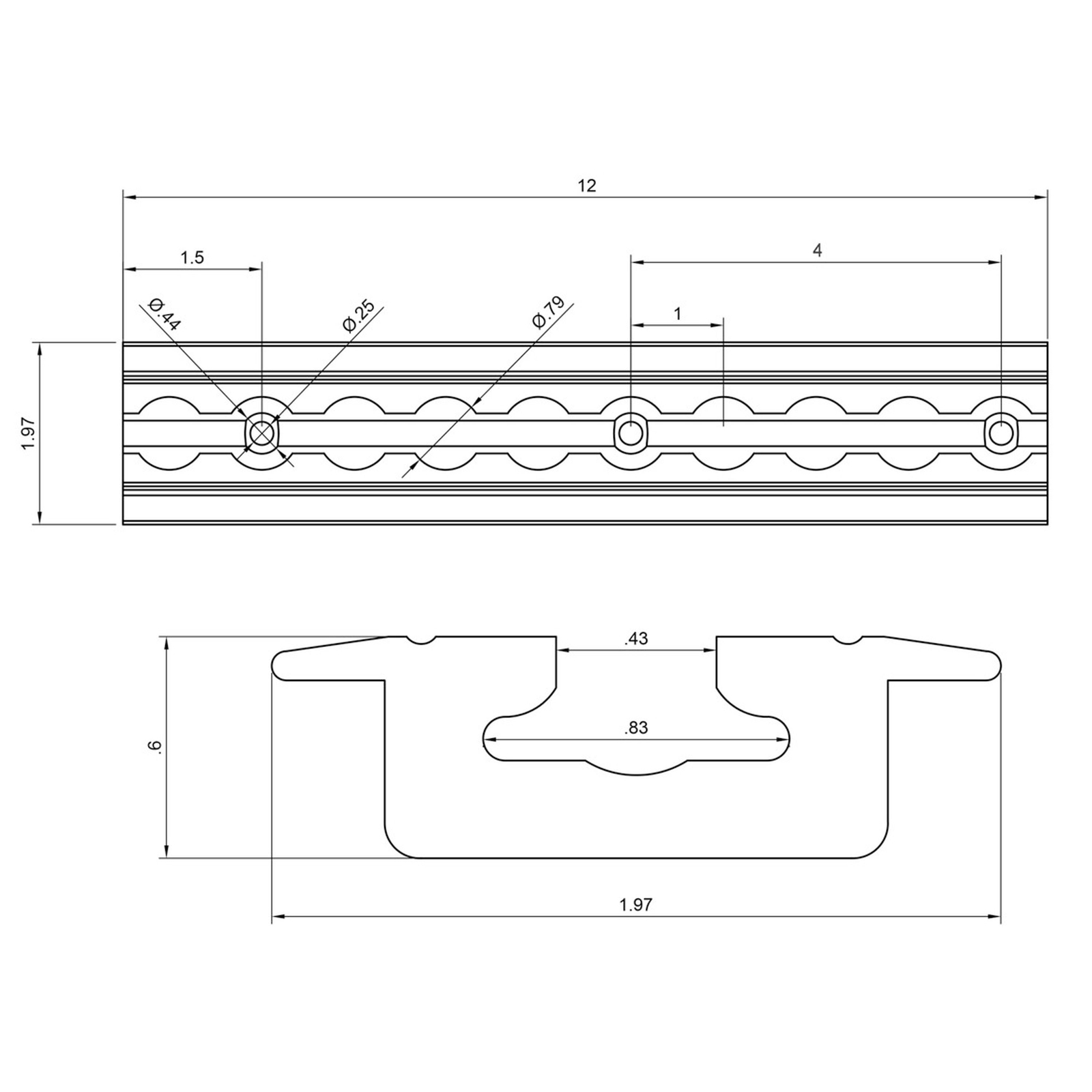 USCC 12″ Flanged L Track – Secure Motorcycle, ATV, UTV, and More