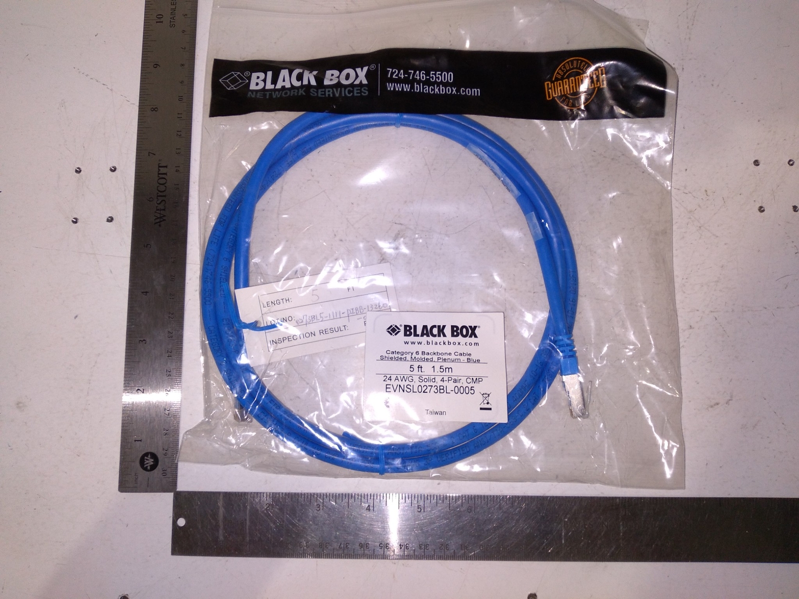 Black Box EVNSL0273BL-0005 Cat6 400-MHz, Shielded, Solid Backbone Cable