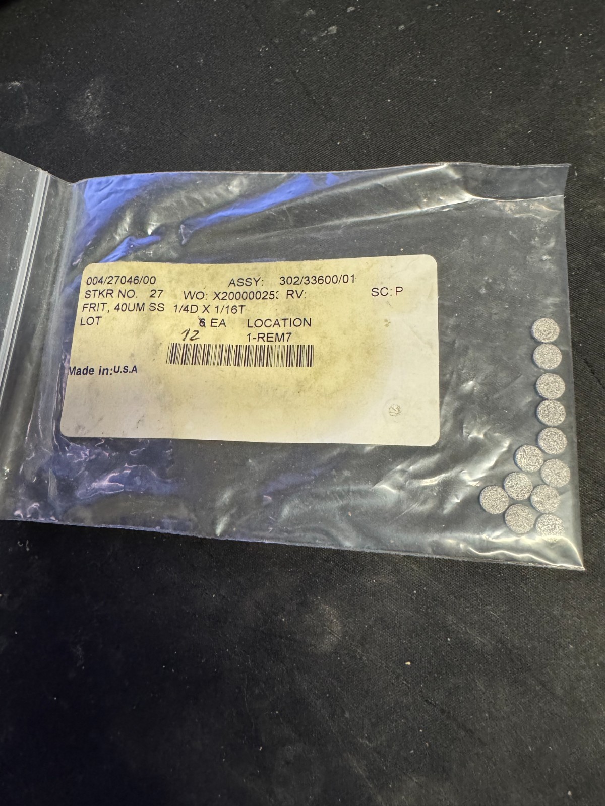 Micromeritics Instrument Corporation 40UM SS 1/4D X 1/16T 12 PCS