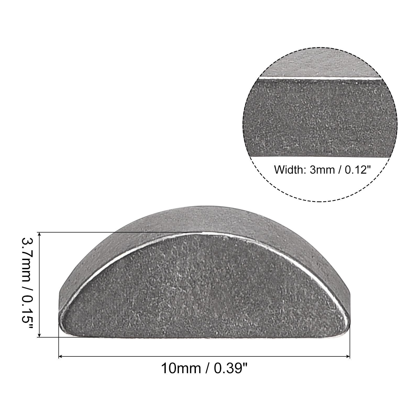 25pcs Woodruff Keys Steel 3mm Width x 3.7mm Height x 10mm Diameter