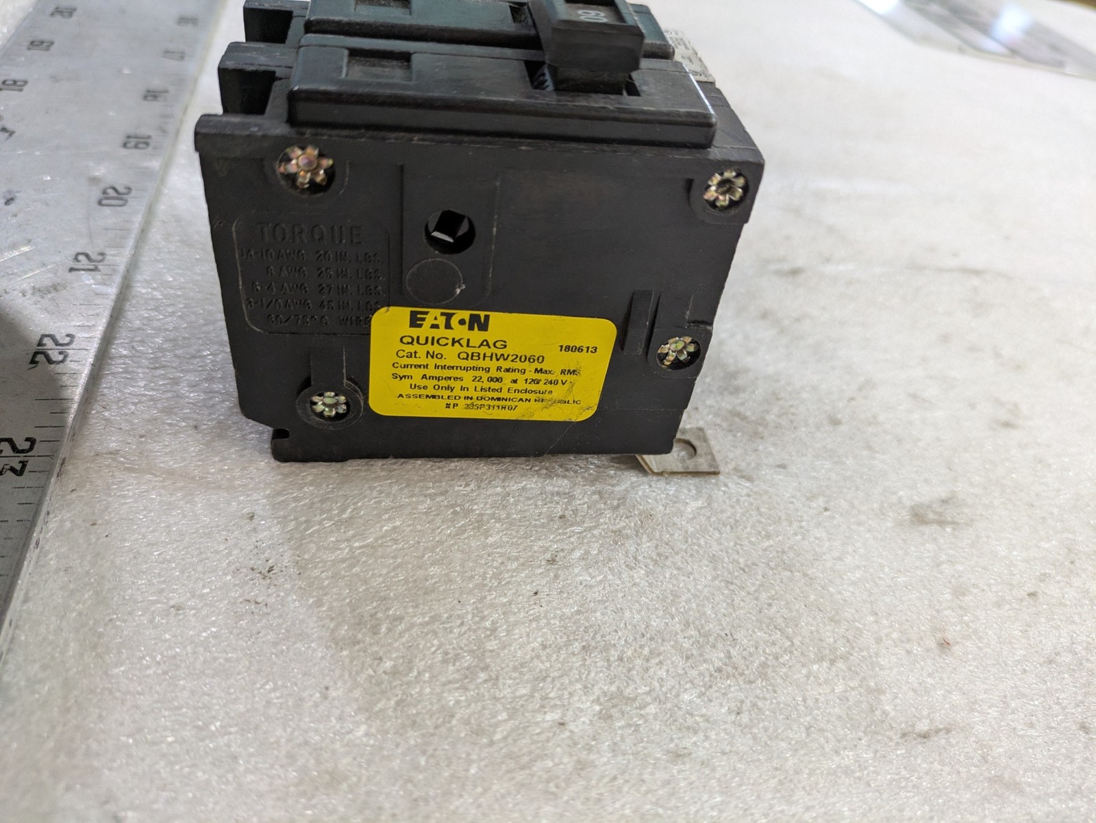 EATON QUICKLAG QBHW2060 22000AMPS 120-240V CIRCUIT BREAKER 2POLE HACR TYPE