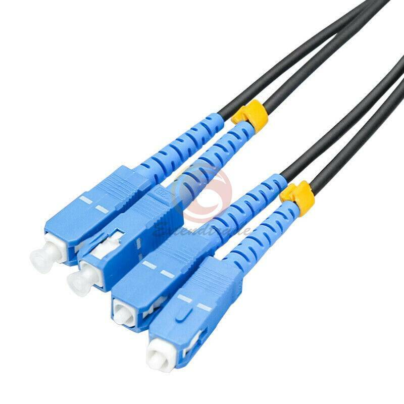200M Black Armored Fiber Cable SC-SC UPC SM 9/125 Duplex Fiber Optic Patch Cord