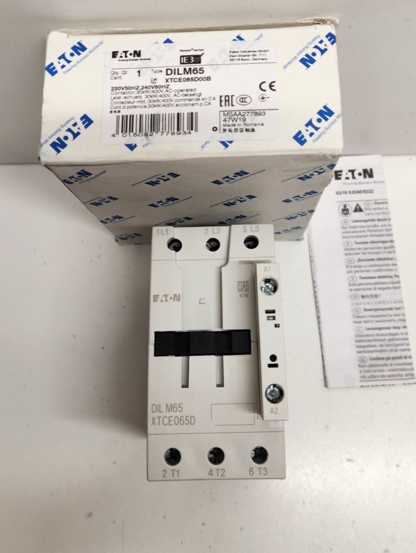 NEW IN BOX! EATON 3POLE 220/240V COIL CONTACTOR DILM65 XTCE065D00B