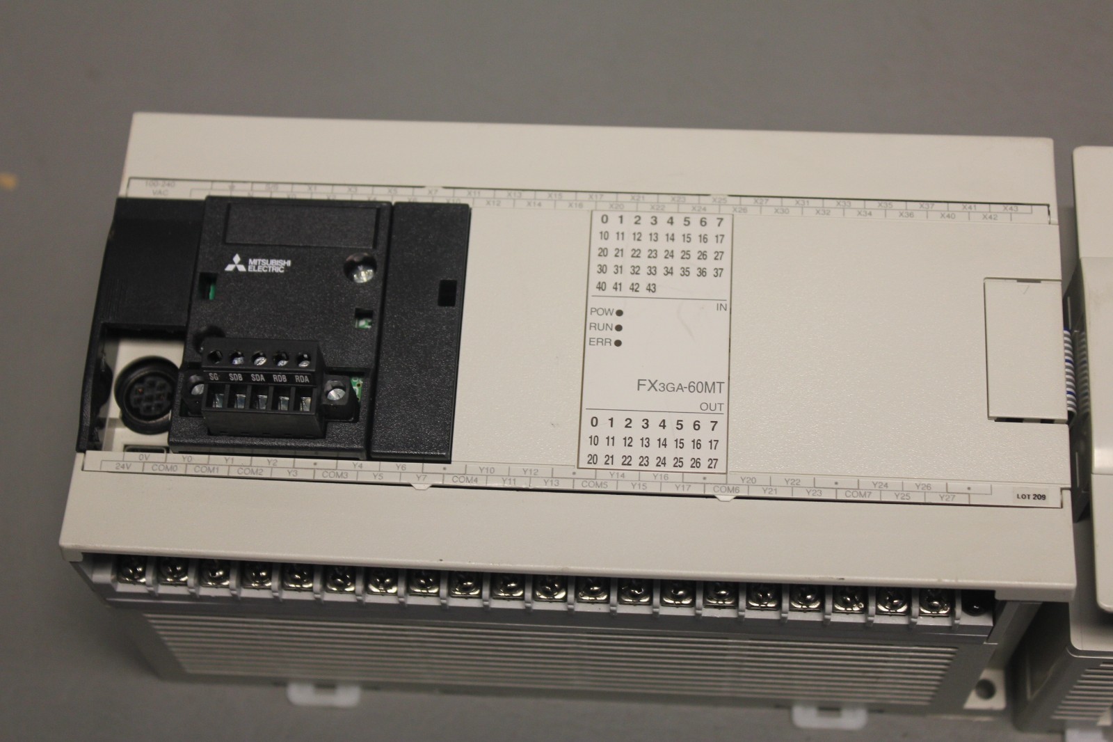 MITSUBISHI PLC SYSTEM WITH 3 MODULES FX3GA-60MT-CM & FX2N-16EX & FX2N-16EYT