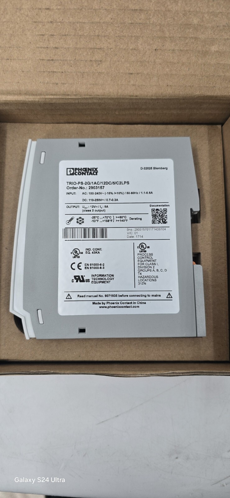 Phoenix Contact TRIO-PS-2G/1AC/12DC/5/C2LP Power Supply – Open Box – GC-5676