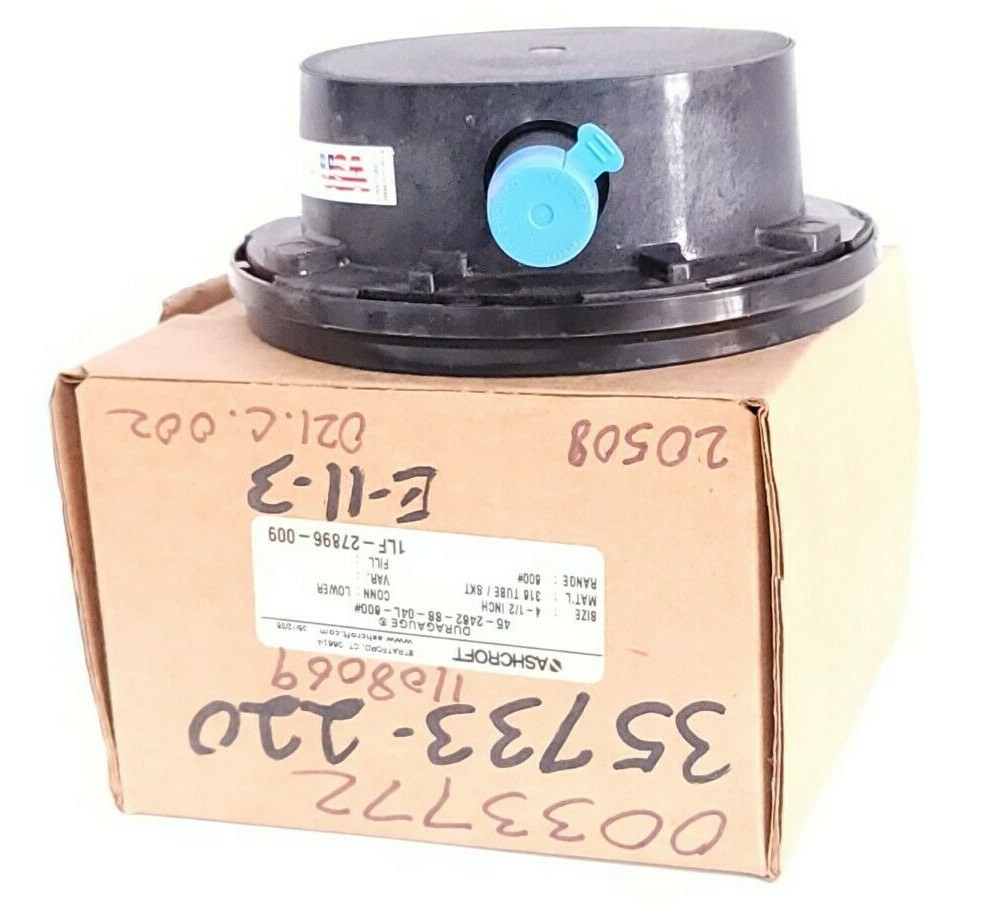 NIB ASHCROFT 45-2462-SS-04L-600# DURAGAUGE SIZE: 4-1/2” 452462SS04L RANGE: 600#