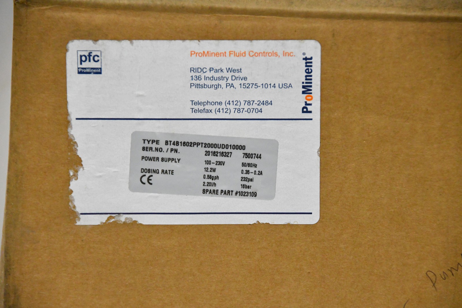 New Prominent BT4B Metering Pump BT4B1602PPT2000UD010000